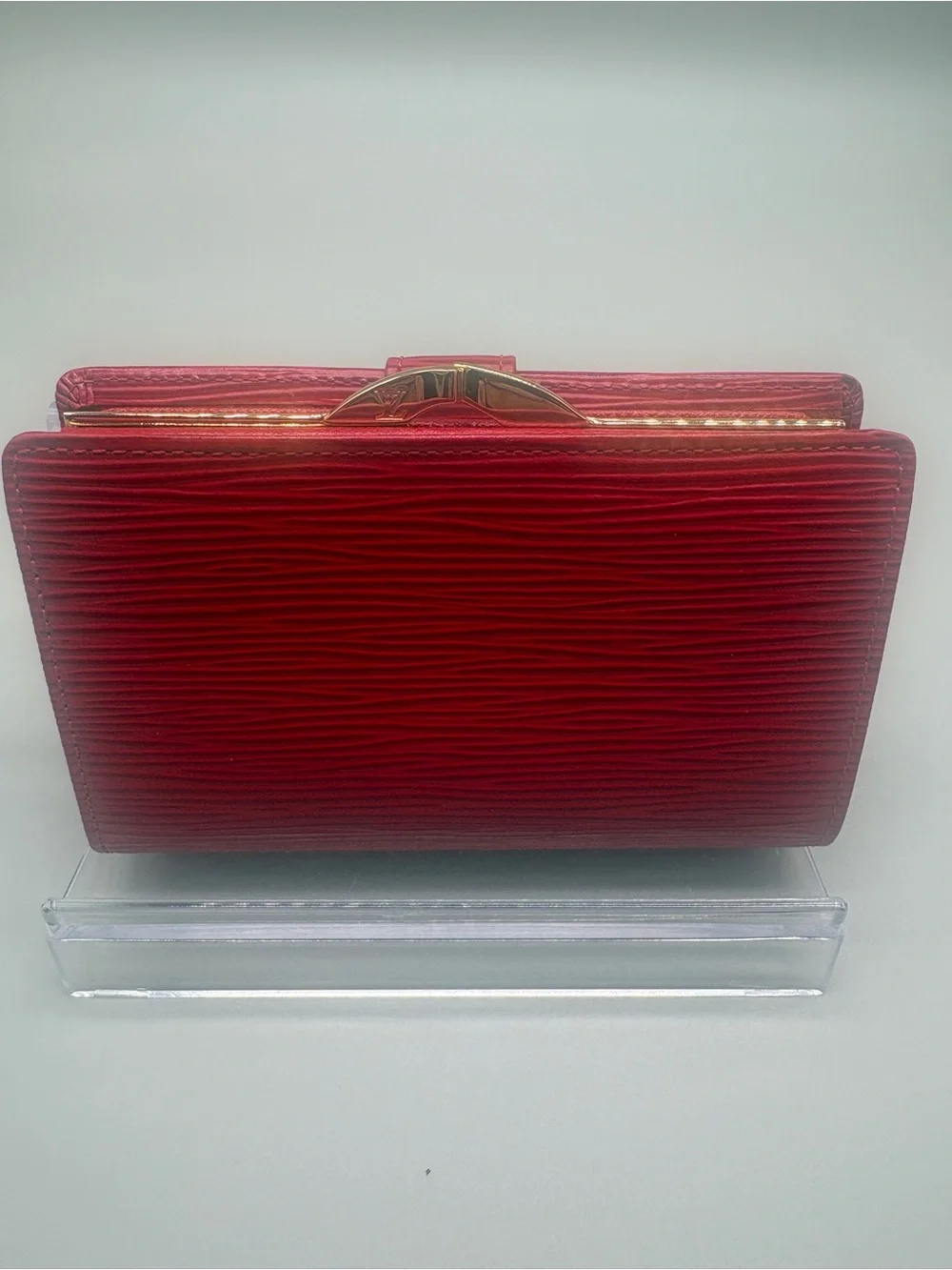 Louis Vuitton Red Epi Leather Viennois Kiss Lock Bifold Wallet